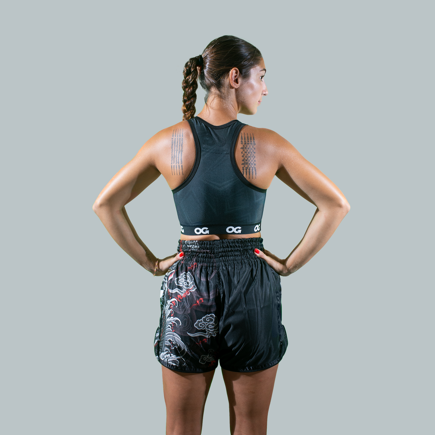 Muay Thai Black Tiger Shorts (Black)