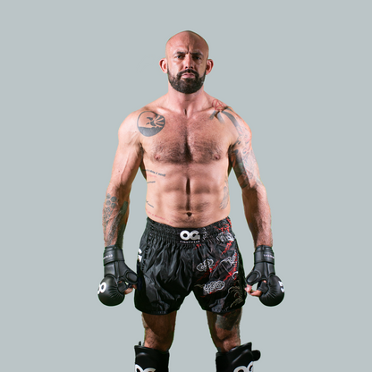 Classic Semi Leather MMA Sparring Gloves Black OG Fightwear