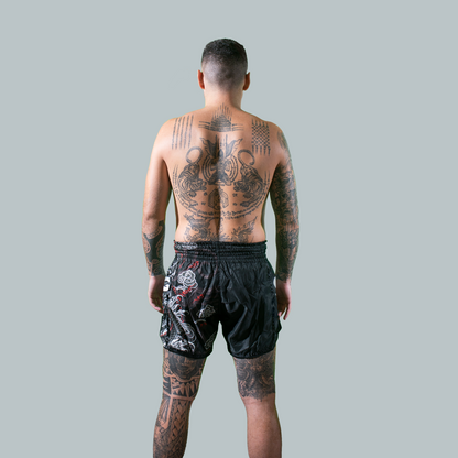 Muay Thai Black Tiger Shorts (Black)